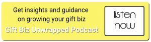 Invitation to listen to Gift Biz Unwrapped